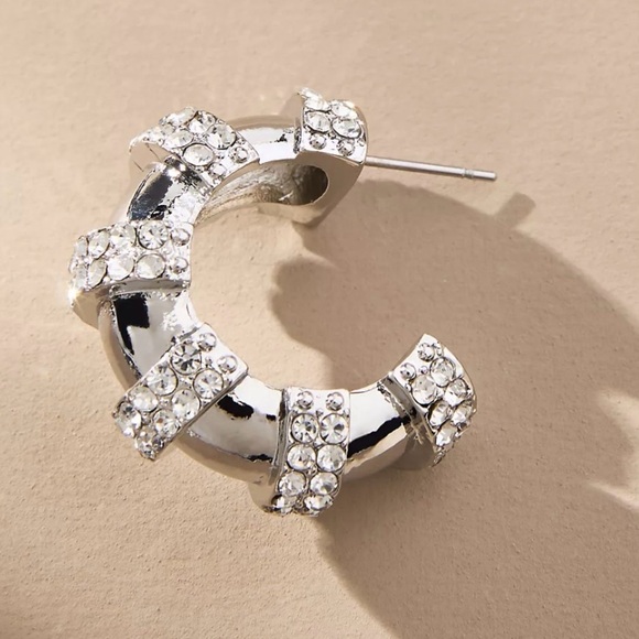 NEW with tags (NWT) Anthropologie Small Spaced Crystal Hoops Elegant - Picture 2 of 3